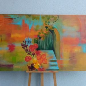 Tablou pictat Casa cu Flori